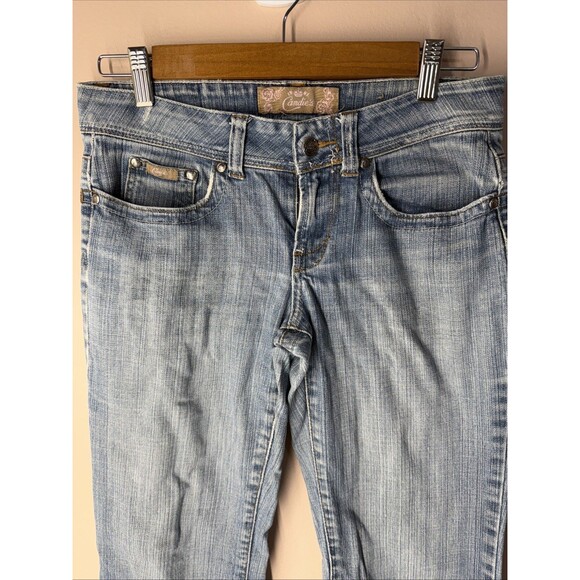 Vtg Candie's Jeans Women's Blue Medium Wash Low Rise Flare Jeans 29” Waist - Picture 2 of 11